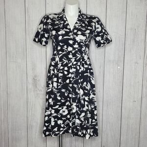Jason Wu Black & White 100% Cotton Floral Shirt Dress w Pockets, sz 12